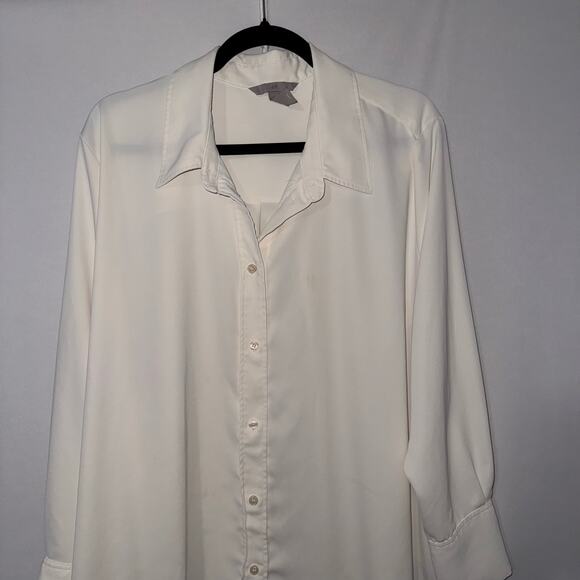 H&M Women’s Button Down Cream Blouse Long Sleeve Size 2XL Business Casual Dressy - Picture 1 of 8